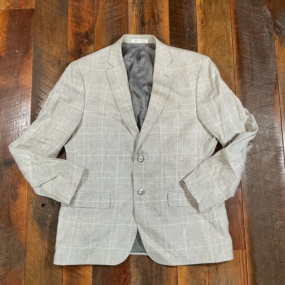 Lauren Ralph Lauren Men’s Plaid Linen Blazer Sport Coat Beige Gray 42R - Picture 3 of 14